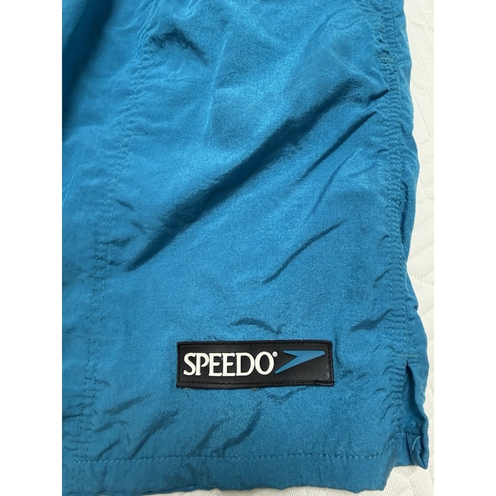 Vintage Speedo Y2K Swim Trunks Men's Blue 90s Swim Shorts Retro Beach Shorts - Picture 4 of 5
